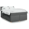 Image de vidaXL Sommier Ã  lattes de lit avec matelas Gris foncÃ© 140x190cm Tissu