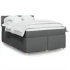 Image de vidaXL Sommier à lattes de lit avec matelas Gris foncé 140x200cm Tissu