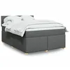 Image de vidaXL Sommier Ã  lattes de lit avec matelas Gris foncÃ© 140x200cm Tissu
