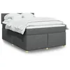 Image de vidaXL Sommier à lattes de lit avec matelas Gris foncé 160x200cm Tissu