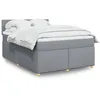 Image de vidaXL Sommier Ã  lattes de lit avec matelas Gris clair 160x200cm Tissu