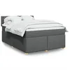 Image de vidaXL Sommier à lattes de lit avec matelas Gris foncé 160x200cm Tissu