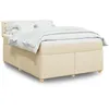 Image de vidaXL Sommier Ã  lattes de lit avec matelas CrÃ¨me 160x200 cm Tissu