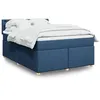Image de vidaXL Sommier à lattes de lit avec matelas Bleu 160x200 cm Tissu