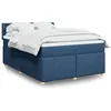 Image de vidaXL Sommier Ã  lattes de lit avec matelas Bleu 160x200 cm Tissu