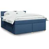 Image de vidaXL Sommier Ã  lattes de lit avec matelas Bleu 180x200 cm Tissu