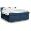Image de vidaXL Sommier à lattes de lit avec matelas Bleu 200x200 cm Tissu