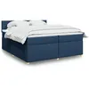 Image de vidaXL Sommier Ã  lattes de lit avec matelas Bleu 200x200 cm Tissu