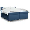 Image de vidaXL Sommier à lattes de lit avec matelas Bleu 200x200 cm Tissu