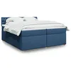 Image de vidaXL Sommier à lattes de lit avec matelas Bleu 200x200 cm Tissu