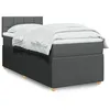 Image de vidaXL Sommier Ã  lattes de lit avec matelas Gris foncÃ© 100x200cm Tissu