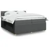 Image de vidaXL Sommier Ã  lattes de lit avec matelas Gris foncÃ© 200x200cm Tissu