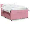 Image de vidaXL Sommier à lattes de lit avec matelas Rose 140x200 cm Velours