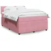 Image de vidaXL Sommier Ã  lattes de lit avec matelas Rose 140x200 cm Velours