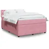 Image de vidaXL Sommier Ã  lattes de lit avec matelas Rose 140x200 cm Velours