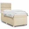 Image de vidaXL Sommier à lattes de lit avec matelas Crème 100x200 cm Tissu