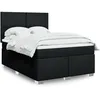 Image de vidaXL vidaXL Sommier à lattes de lit avec matelas Noir 140x200 cm Tissu
