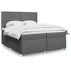 Image de vidaXL Sommier à lattes de lit avec matelas Gris foncé 200x200cm Tissu