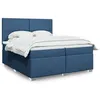 Image de vidaXL Sommier à lattes de lit avec matelas Bleu 200x200 cm Tissu