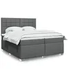 Image de vidaXL Sommier à lattes de lit avec matelas Gris foncé 200x200cm Tissu