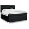 Image de vidaXL Sommier à lattes de lit avec matelas Noir 200x200 cm Tissu