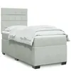 Image de vidaXL Sommier à lattes de lit et matelas Gris clair 90x200 cm Velours