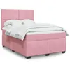 Image de vidaXL Sommier à lattes de lit avec matelas Rose 140x190 cm Velours