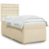 Image de vidaXL Sommier Ã  lattes de lit avec matelas CrÃ¨me 90x200 cm Tissu