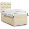 Image de vidaXL Sommier à lattes de lit avec matelas Crème 100x200 cm Tissu