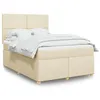 Image de vidaXL Sommier à lattes de lit avec matelas Crème 140x190 cm Tissu