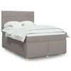 Image de vidaXL Sommier à lattes de lit avec matelas Taupe 140x190 cm Tissu