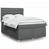 Image de vidaXL Sommier à lattes de lit avec matelas Gris foncé 140x190cm Tissu
