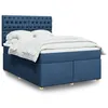 Image de vidaXL Sommier à lattes de lit avec matelas Bleu 160x200 cm Tissu