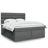 Image de vidaXL Sommier à lattes de lit avec matelas Gris foncé 180x200cm Tissu