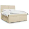 Image de vidaXL Sommier à lattes de lit avec matelas Crème 200x200 cm Tissu