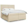 Image de vidaXL Sommier Ã  lattes de lit avec matelas CrÃ¨me 200x200 cm Tissu