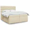 Image de vidaXL Sommier à lattes de lit avec matelas Crème 200x200 cm Tissu
