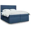 Image de vidaXL Sommier à lattes de lit avec matelas Bleu 200x200 cm Tissu