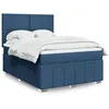 Image de vidaXL Sommier Ã  lattes de lit avec matelas Bleu 140x200 cm Tissu