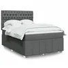 Image de vidaXL Sommier Ã  lattes de lit avec matelas Gris foncÃ© 140x200cm Tissu