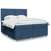 Image de vidaXL Sommier à lattes de lit avec matelas Bleu 200x200 cm Tissu
