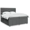 Image de vidaXL Sommier à lattes de lit avec matelas Gris foncé 200x200cm Tissu
