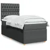 Image de vidaXL Sommier à lattes de lit avec matelas Gris foncé 90x200 cm Tissu