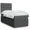 Image de vidaXL Sommier à lattes de lit avec matelas Gris foncé 90x200 cm Tissu