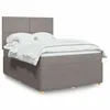 Image de vidaXL Sommier à lattes de lit avec matelas Taupe 140x190 cm Tissu
