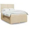 Image de vidaXL Sommier à lattes de lit avec matelas Crème 140x190 cm Tissu