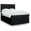 Image de vidaXL Sommier à lattes de lit avec matelas Noir 140x190 cm Tissu