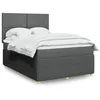 Image de vidaXL Sommier Ã  lattes de lit avec matelas Gris foncÃ© 140x200cm Tissu