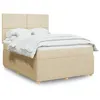 Image de vidaXL Sommier à lattes de lit avec matelas Crème 140x200 cm Tissu