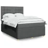 Image de vidaXL Sommier à lattes de lit avec matelas Gris foncé 140x200cm Tissu